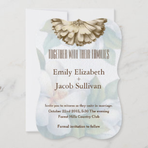 Faire-part de mariage vert citron en lin et margue