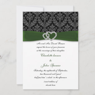 faire-part de mariage vert damassé diamante