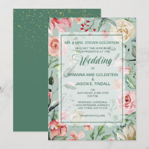 Faire-part de mariage vert de la pointe de la fron