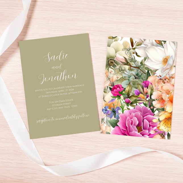 Faire-part de mariage vert de printemps (Créateur téléchargé)