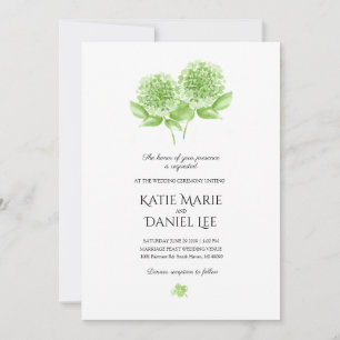 Faire-part de mariage vert d'hortensia avec