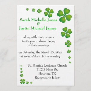 Faire-part de mariage vert lunatique de shamrock