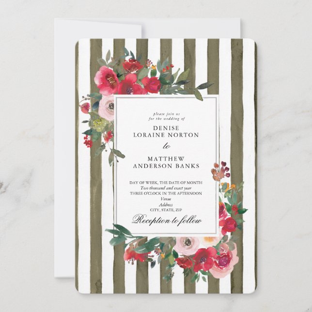Faire-part de mariage vert Martini Olive (Devant)