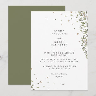 Faire-part de mariage vert minimal organique moder