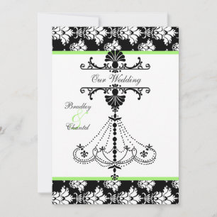 Faire-part de mariage vert, noir, blanc de lustre