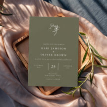 Faire-part de mariage vert olive HEIDI