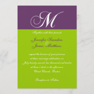 Faire-part de mariage vert pourpre élégant du