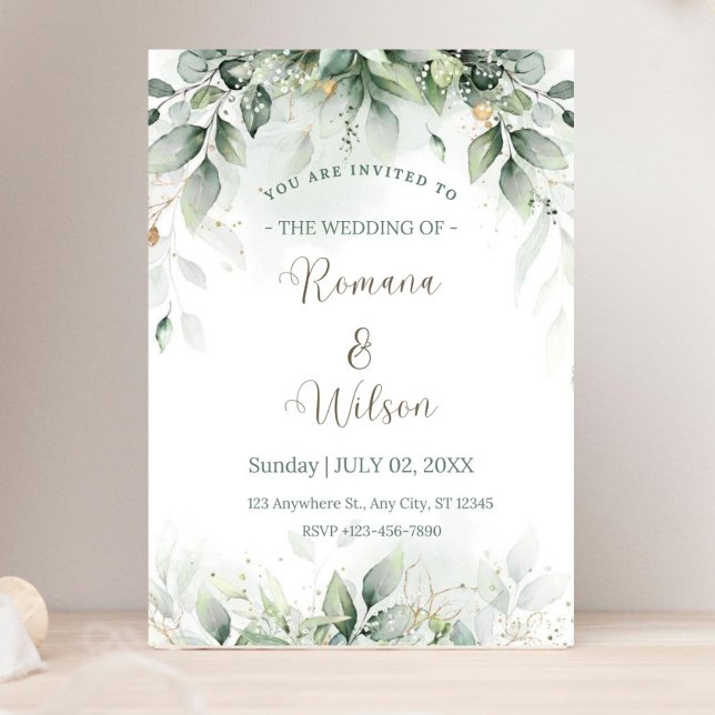 Faire-part de mariage vert Sage, Modèle (Créateur téléchargé)