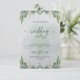 Faire-part de mariage vert Sage modifiable