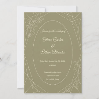 Faire-part de mariage vert sauge minimaliste