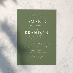 Faire-part de mariage vert sauge moderne et minima
