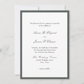 Faire-part de mariage verte à script classique
