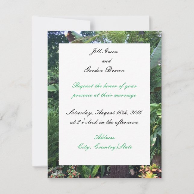 Faire-part de mariage verte tropicale (Devant)