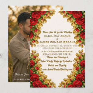 Faire-part de mariage vertical avec photo de la co