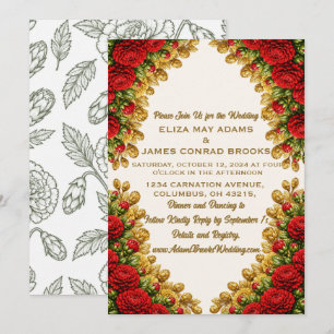 Faire-part de mariage vertical Ohio Red Carnation