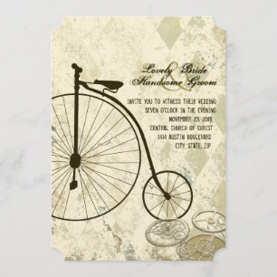 Faire-part de mariage victorien à vélo Steampunk