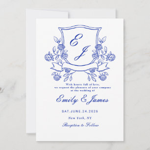 faire-part de mariage victorienne Floral bleu