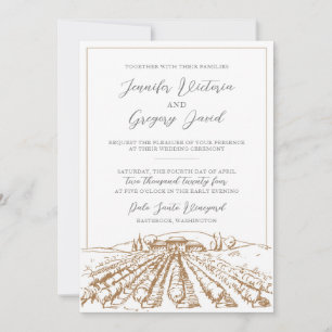 Faire-part de mariage vinicole avec dessin viticol