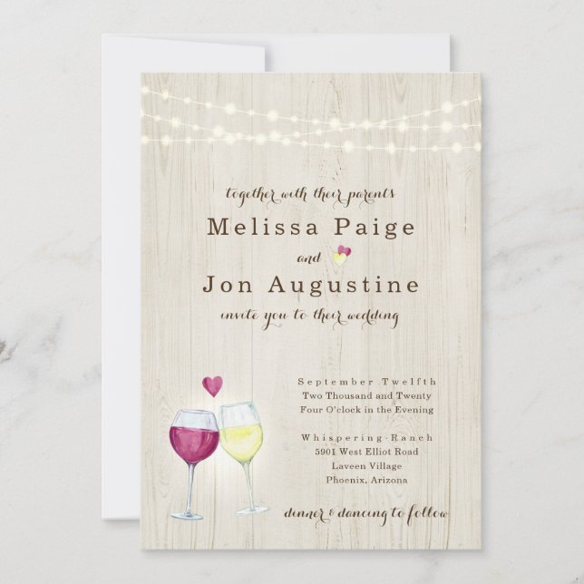Faire-part de mariage vinicole | Toast de vin roug (Devant)