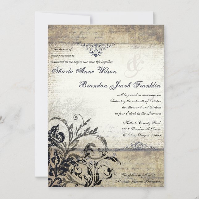 Faire-part de mariage vintage (Devant)