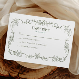 Faire-part de mariage vintage à la sauge Rose ramp