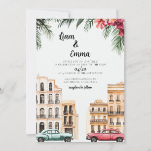 Faire-part de mariage vintage Cuba Havana
