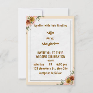 Faire-part de mariage vintage Dahlia pêche
