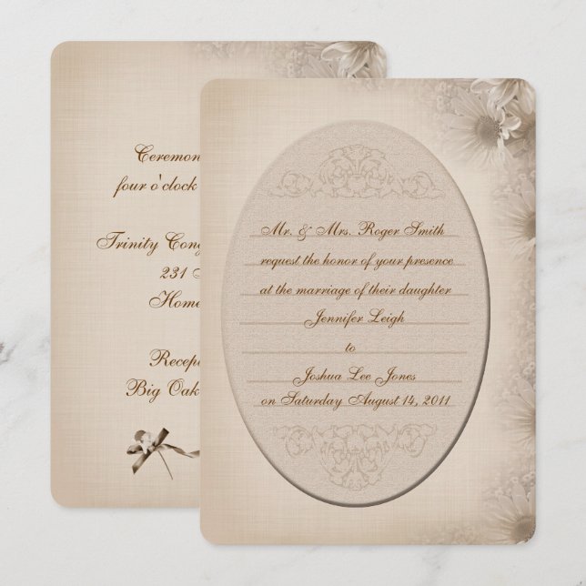 Faire-part de mariage vintage Daisy (Devant / Derrière)