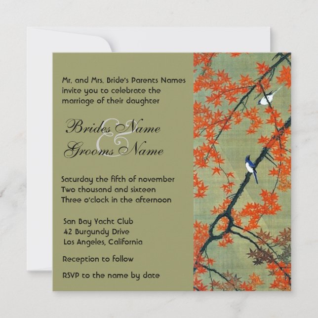 Faire-part de mariage vintage d'automne (Devant)
