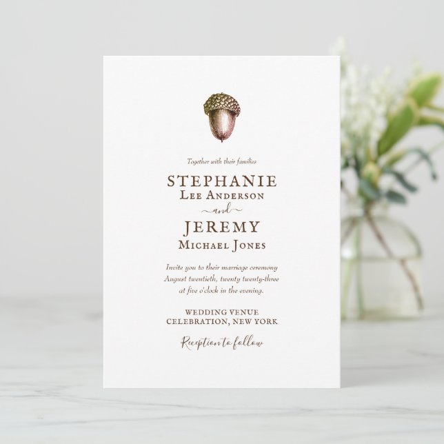 Faire-part de mariage vintage d'automne (Debout devant)