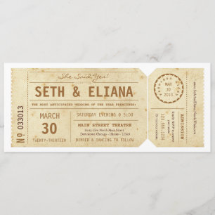 Faire-part de mariage vintage de billet d'affiche