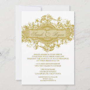 FAIRE-PART DE MARIAGE VINTAGE DE FLEUR D'OR