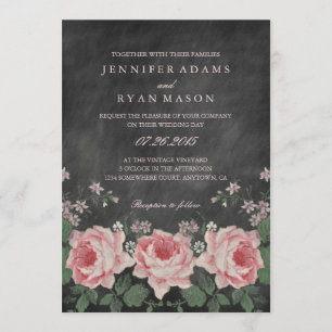 FAIRE-PART DE MARIAGE vintage DE FLEURS DE CLAVIER