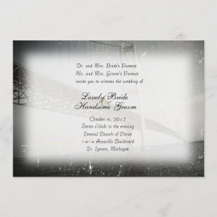 Faire-part de mariage vintage de gris de pont de