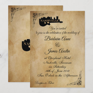Faire-part de mariage vintage de guitare de