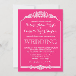 Faire-part de mariage vintage et classique rose ch