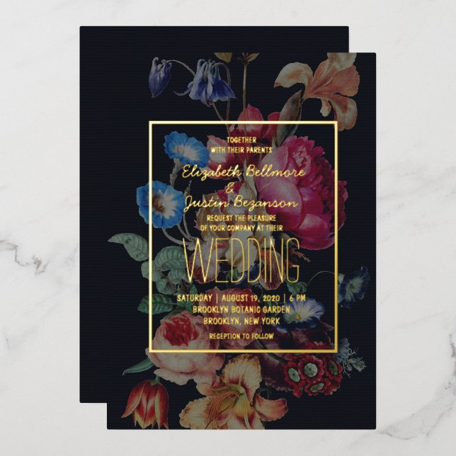 Faire-part de mariage Vintage foncé (Recto/Verso)