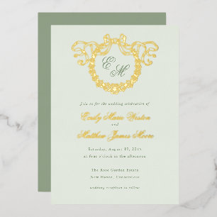 Faire-Part de Mariage Vintage Français Monogramme 