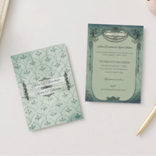 Faire-part de mariage vintage gothique vert sauge 