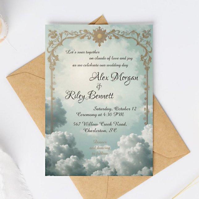 Faire-Part de Mariage Vintage Nuages d'Amour (Créateur téléchargé)