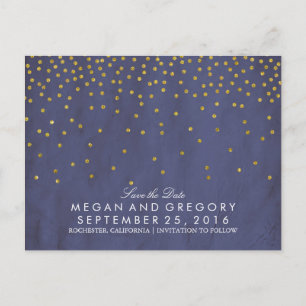 faire-part de mariage vintage or confettis bleu ma