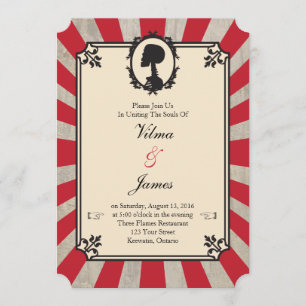 Faire-part de mariage vintage squelettique rouge