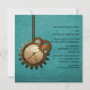 Faire-part de mariage vintage, Turquoise