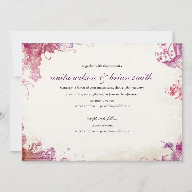 Faire-part de mariage vintage Winery (Devant)