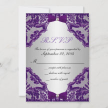 Faire-part de mariage violet et argent RSVP