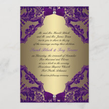 Faire-part de mariage violet et or