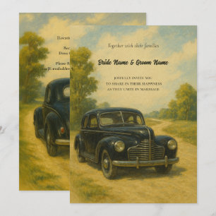 Faire-part de mariage voiture Retro