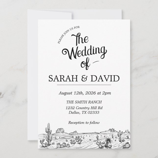 Faire-part de mariage western vintage (Devant)