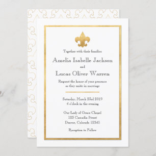 Faire-part de mariage White & Gold Fleur De Lis