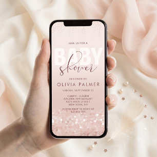 Faire-part de mobile de Baby Shower Rose Gold Glit